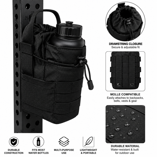 Tactical MOLLE Water Bottle Pouch – Adjustable Outdoor Utility Carrier Bag with Secure Straps