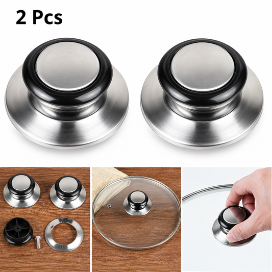 2 Pcs Universal Pot Lid Handles – Stainless Steel Replacement Knobs for Cookware, Pan & Saucepan Lids