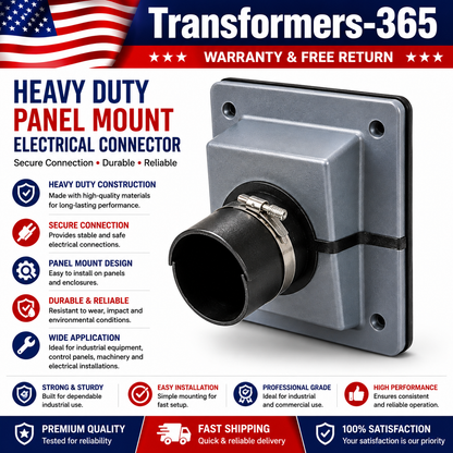 Heavy Duty Industrial Panel Mount Electrical Power Connector Receptacle – Durable Weather-Resistant Design