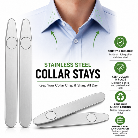 Stainless Steel Shirt Collar Stays – Reusable Metal Collar Inserts for Crisp, Neat Shirt Collars
