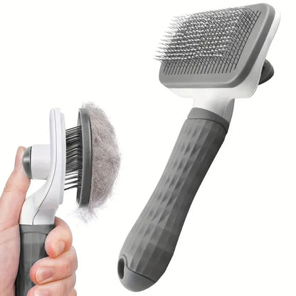 Self-Cleaning Slicker Brush for Dogs & Cats – Pet Grooming Comb & Hair Remover